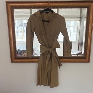J. Crew Factory Tan Long Sleeve Dress with Bow